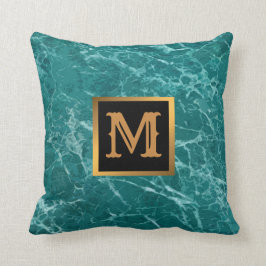 Elegantes, modernes Marmorschwarz Gold Kissen