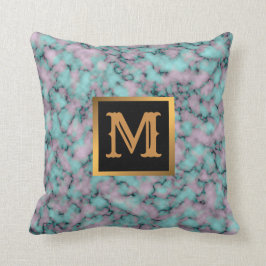 Elegantes, modernes Marmorschwarz Gold Kissen