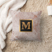 Elegantes, modernes Marmorschwarz Gold Kissen (Decke)