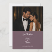 Elegantes modernes Mauve-Foto-Speichern Sie das Da (Vorderseite)