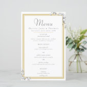 Elegantes, modernes Menü mit floralen Goldrahmen (Stehend Vorderseite)