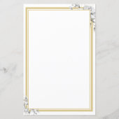 Elegantes, modernes Menü mit floralen Goldrahmen (Rückseite)