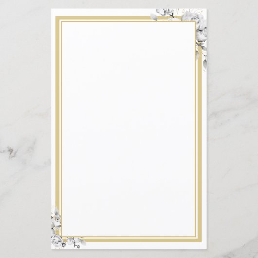 Elegantes, modernes Menü mit floralen Goldrahmen (Rückseite)