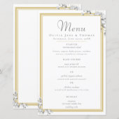 Elegantes, modernes Menü mit floralen Goldrahmen (Vorne/Hinten)