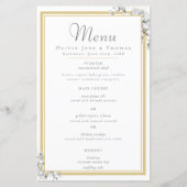 Elegantes, modernes Menü mit floralen Goldrahmen (Vorderseite)
