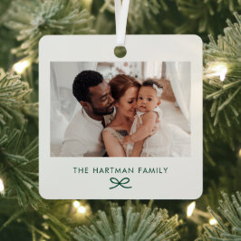 Elegantes Modernes Minimal Bow Foto Weihnachten Ornament Aus Metall