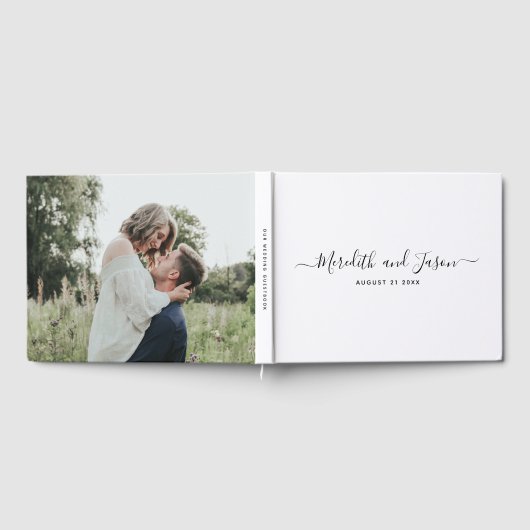 Elegantes modernes Minimal Calligraphy Foto Weddin Gästebuch (Voll)