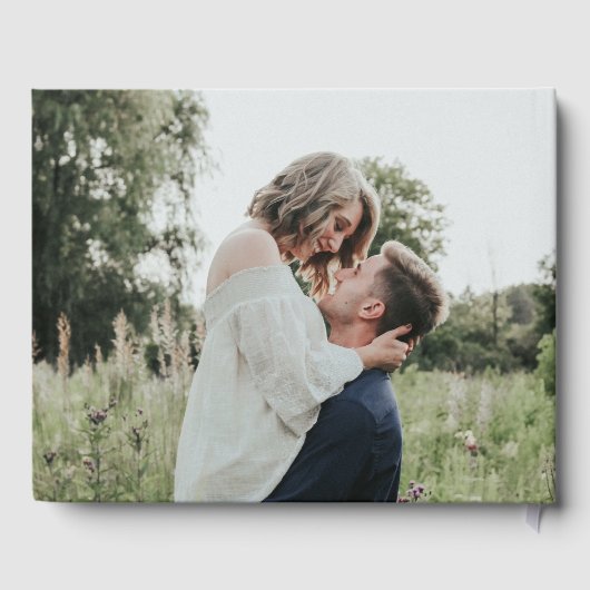 Elegantes modernes Minimal Calligraphy Foto Weddin Gästebuch (Rückseite)