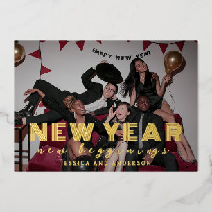 Elegantes modernes Minimal New Year Cheers Foto Folien Feiertagskarte