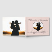 Elegantes, modernes, minimales Rosa Foto Hochzeit Gästebuch (Voll)