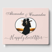 Elegantes, modernes, minimales Rosa Foto Hochzeit Gästebuch (Vorderseite)