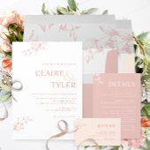 Elegantes, modernes, minimales Rosa, Pfirsichhochz Einladung