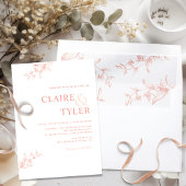 Elegantes, modernes, minimales Rosa, Pfirsichhochz Einladung