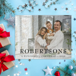 Elegantes Modernes Minimales Weihnachtsfest Foto Puzzle