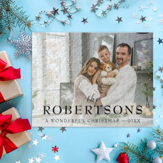 Elegantes Modernes Minimales Weihnachtsfest Foto Puzzle