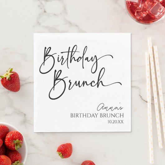 Elegantes, modernes Minimalistisches Brunch-Party Serviette (Beispiel)