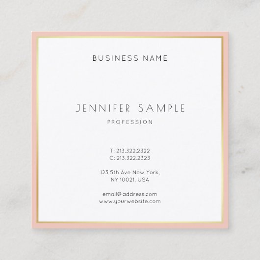 Elegantes modernes Minimalistisches Design Berufli Quadratische Visitenkarte (Rückseite)