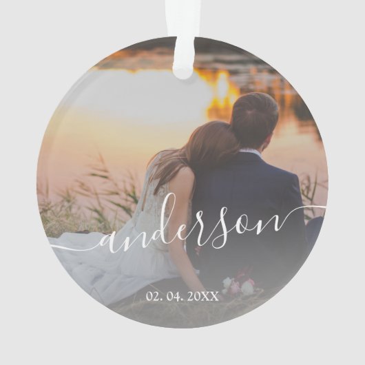 Elegantes, modernes, minimalistisches Foto Ornament (Rückseite)