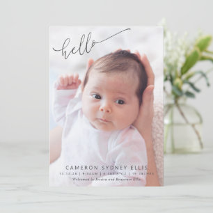 Elegantes modernes minimalistisches Hallo-Baby-Fot Ankündigung