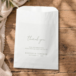 Elegantes modernes minimalistisches Hochzeits-Dank Geschenktütchen