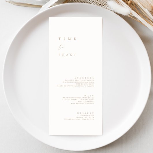 Elegantes, modernes Minimalistisches Hochzeitsmenü Menükarte