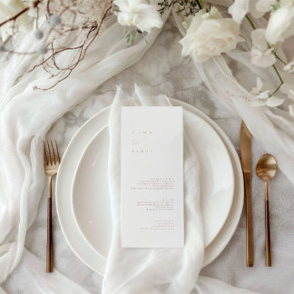 Elegantes, modernes Minimalistisches Hochzeitsmenü Menükarte