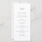 Elegantes modernes Minimalistisches Hochzeitsprogr (Rückseite)