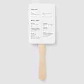 Elegantes modernes Minimalistisches Hochzeitsprogr Fächer (Rückseite)