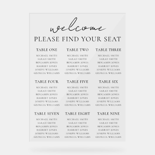 Elegantes modernes Minimalistisches Hochzeitsstift Acrylschild (Vorderseite)