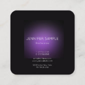 Elegantes modernes Minimalistisches Lila Template  Quadratische Visitenkarte (Rückseite)