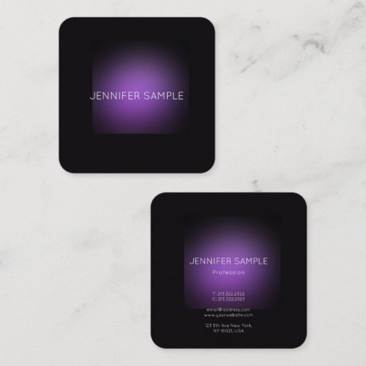Elegantes modernes Minimalistisches Lila Template Quadratische Visitenkarte (Vorne/Hinten)