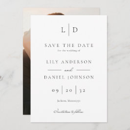 Elegantes modernes Minimalistisches Monogramm-Foto Save The Date