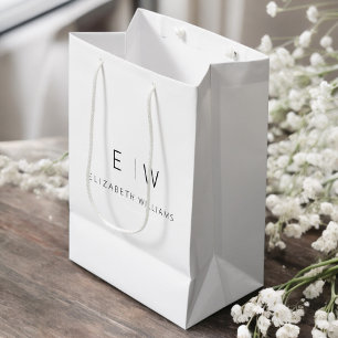Elegantes Modernes Minimalistisches Monogramm Name Mittlere Geschenktüte