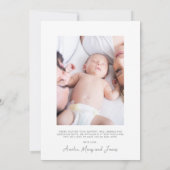 Elegantes, modernes Minimalistisches Script Baby F Dankeskarte (Rückseite)