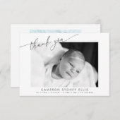 Elegantes, modernes Minimalistisches Script Baby F Dankeskarte (Vorne/Hinten)