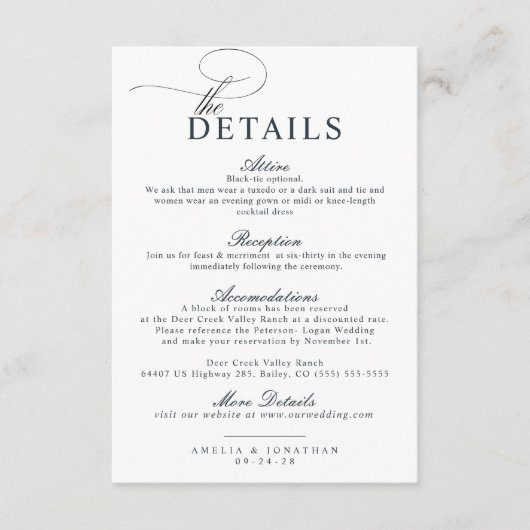 Elegantes, modernes Minimalistisches Skript Hochze Begleitkarte (Vorderseite)