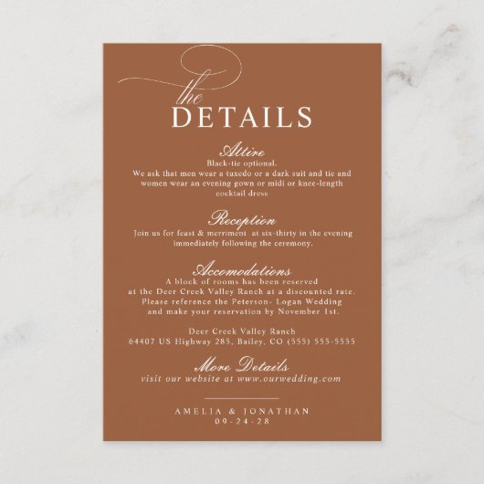 Elegantes, modernes Minimalistisches Skript Hochze Begleitkarte (Vorderseite)