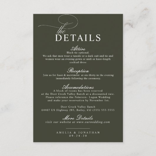 Elegantes, modernes Minimalistisches Skript Hochze Begleitkarte (Vorderseite)