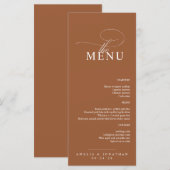 Elegantes, modernes Minimalistisches Skript-Hochze Menükarte (Vorne/Hinten)