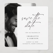 Elegantes modernes minimalistisches Skript Schwarz Save The Date (Vorne/Hinten)