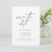 Elegantes modernes minimalistisches Skript Schwarz Save The Date (Stehend Vorderseite)