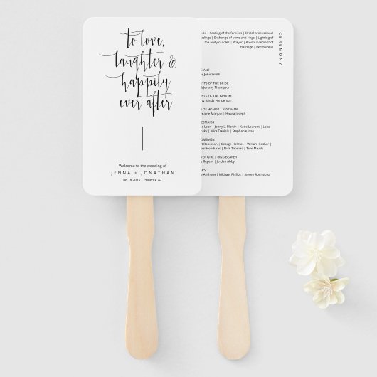 Elegantes, modernes Minimalistisches SkriptWedding Fächer (Vorne und Hinten)