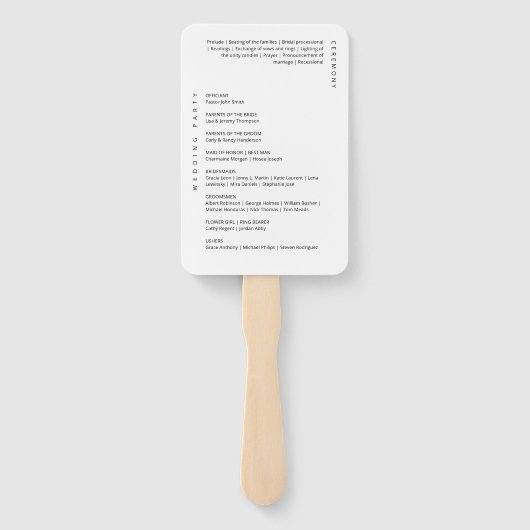 Elegantes, modernes Minimalistisches SkriptWedding Fächer (Rückseite)