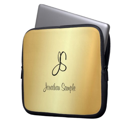 Elegantes, modernes Mit Monogramm Imitat - Goldvor Laptopschutzhülle (Vorderseite Links)