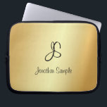 Elegantes, modernes Mit Monogramm Imitat - Goldvor Laptopschutzhülle<br><div class="desc">Elegante moderne Mit Monogramm Imitate Gold Template Laptop Sleeve.</div>