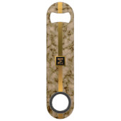 Elegantes, modernes Mit Monogramm Marmorschwarz Speed Flaschenöffner (Vorderseite)