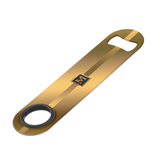 Elegantes, modernes Mit Monogramm Marmorschwarz Speed Flaschenöffner (Vorderseite Schrägansicht)