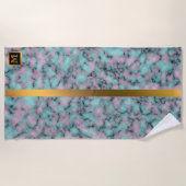 Elegantes, modernes Mit Monogramm Marmorschwarz Strandtuch (Vorderseite)