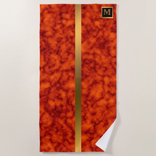 Elegantes, modernes Mit Monogramm Marmorschwarz Strandtuch (Vorderseite)