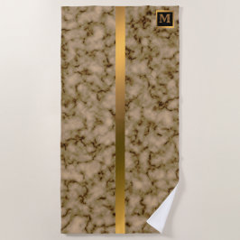 Elegantes, modernes Mit Monogramm Marmorschwarz Strandtuch